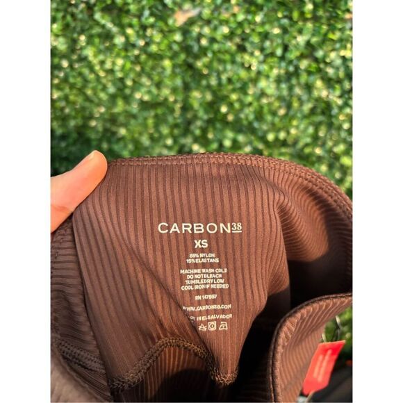 Carbon38 High Rise Flared Ribbed Leggings Brown Sz XS NWT - Picture 4 of 4